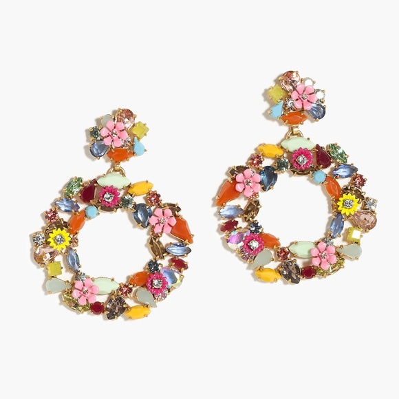 J. Crew Jewelry - New JCREW Colorful Floral Hoop Earrings